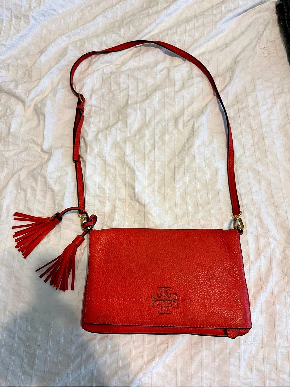 Tory Burch Thea Fold-Over Crossbody Bag Red